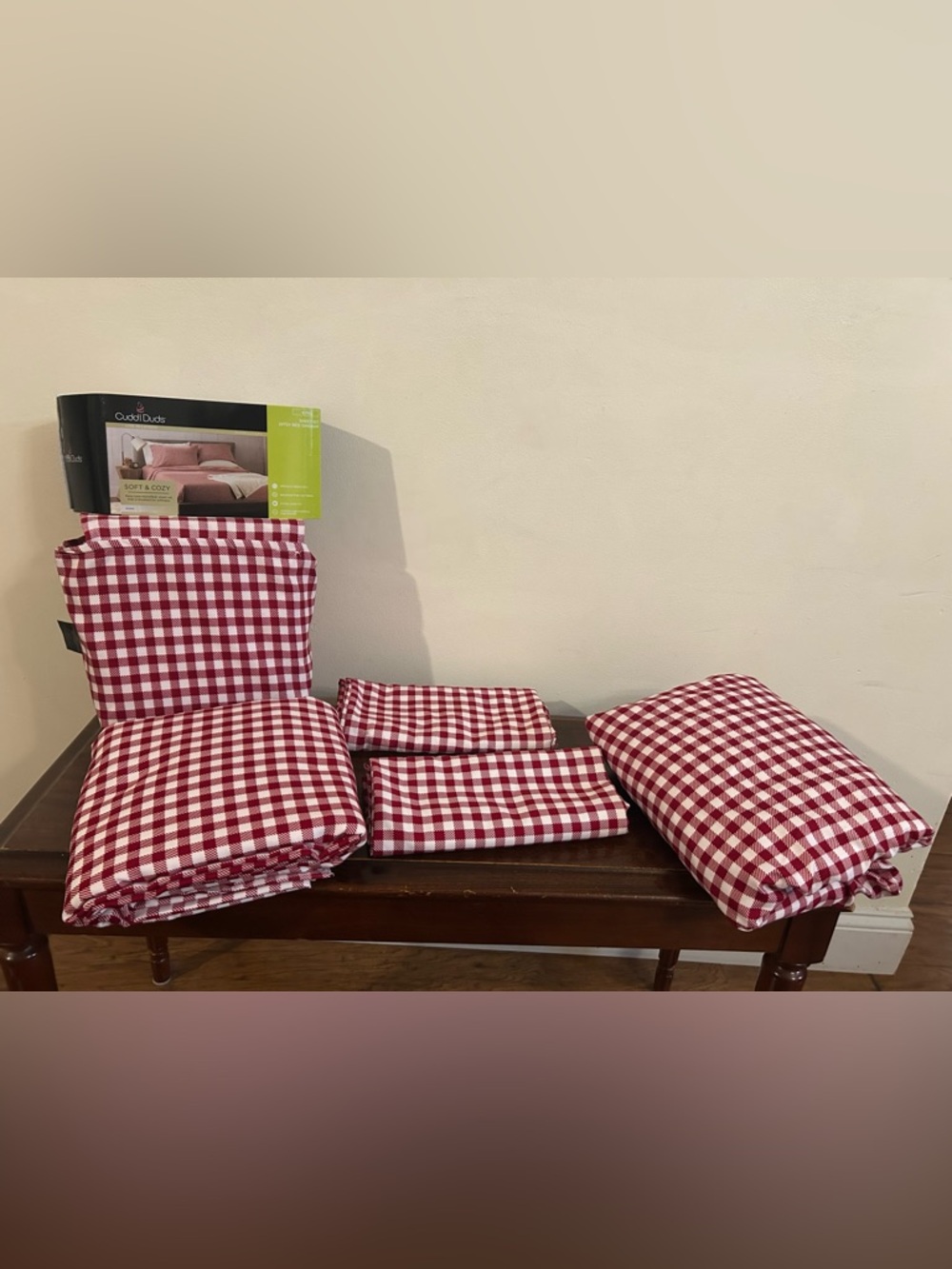 New Cuddl Duds Sheet Set king Size Red Gingham